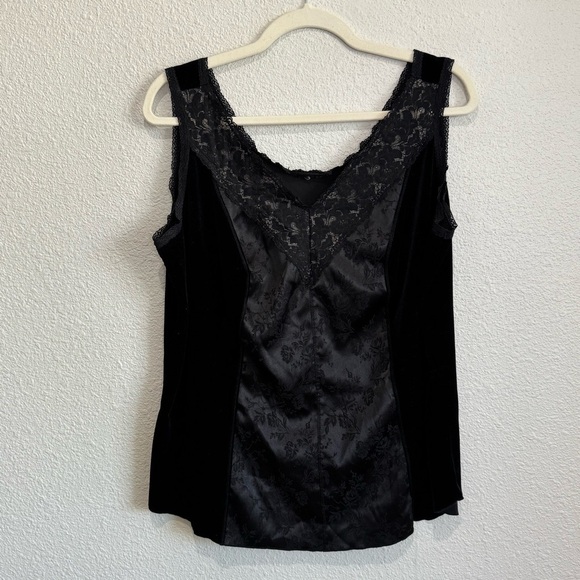 Y2K Whimisgoth Lace Velvet Dark Romantic Gothic Tank Top Large Grunge Lace Witch - Picture 1 of 6